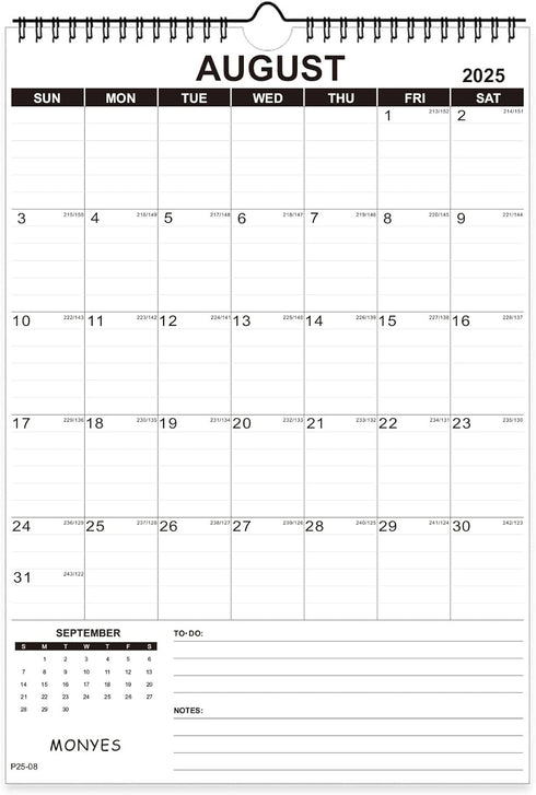 Large Wall Calendar 2025-2026 - 17" x 12" Academic Calendar with Wire Binding & Hanging Hook
