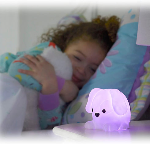 hand2mind PAWZ The Calming Pup, Rechargeable Animal Night Light for Kids Anxiety Relief