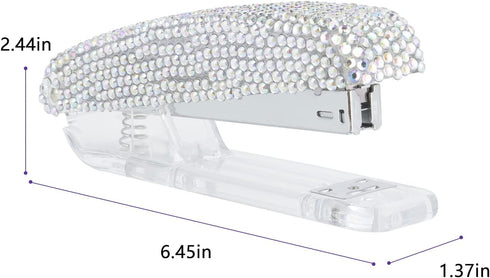 Pasted Diamond Crystal Handmade Bling Stapler for Office, School, or Home (White & AB)