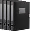 HUA JIE A4 Storage File Boxes, Foldable Plastic Archives Cases, Large Capacity, Thickened to 5.8cm, Black (Pack of 4)