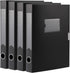 HUA JIE A4 Storage File Boxes, Foldable Plastic Archives Cases, Large Capacity, Thickened to 5.8cm, Black (Pack of 4)