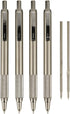 Zebra Pen F-701 Retractable Ballpoint Pen 4-Pack with 2 Refills - Fine Point 0.8mm, Black Ink, Metal Construction