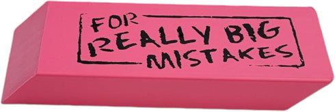 Jumbo Big Wedge Pink Erasers, "for Really Big Mistakes" Large Pencil Rubber Eraser, 6 Pack