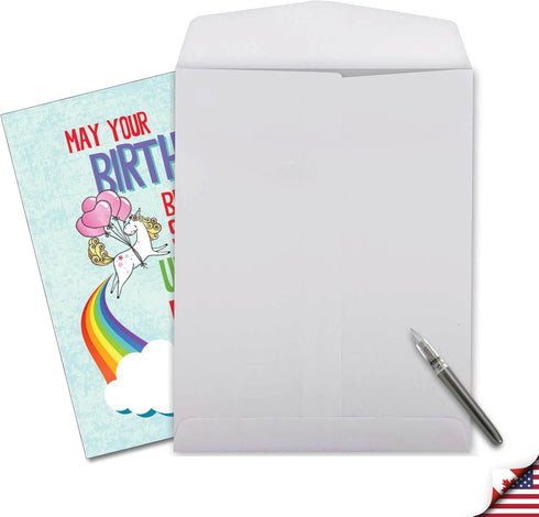 NobleWorks - Unicorns and Rainbows - Funny Magical Animal Birthday Greeting Card with Envelope (Big 8.5 x 11 Inch)