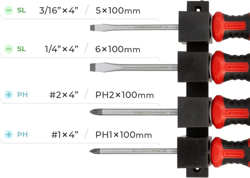 INTERTOOL 4-Piece Magnetic Screwdriver Set - Phillips & Flat Head, S2 Steel, Rust Resistant for General Purpose Repair