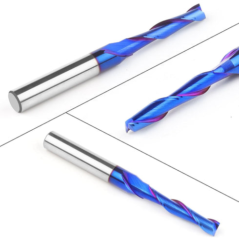 EANOSIC 3/16" 1/4" 2D 3D Upcut Spiral Router Bit Cutting Diameter Shank with Extra Long Life Coating, Solid Carbide CNC