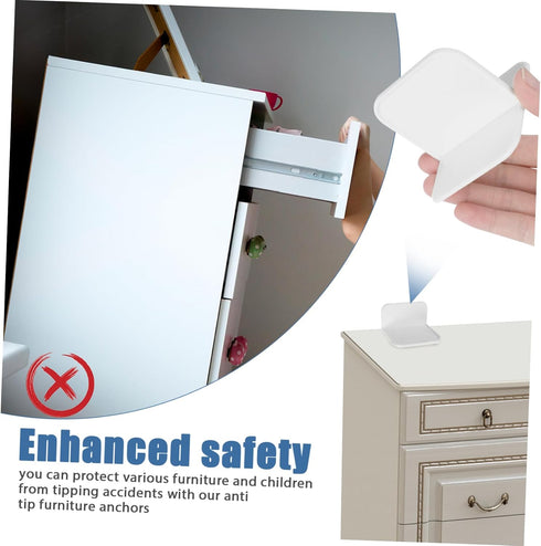 8pcs TEHAUX Furniture Wall Anchor Kit Secure Shelves Dressers Bookcases Tv Stands Adhesive Mounts Childproof