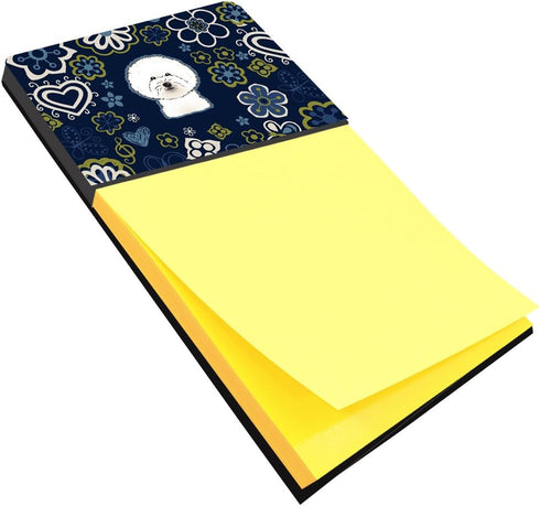 Carolines Treasures Large Bichon Frise Sticky Note Holder, Blue Flowers, Multicolor