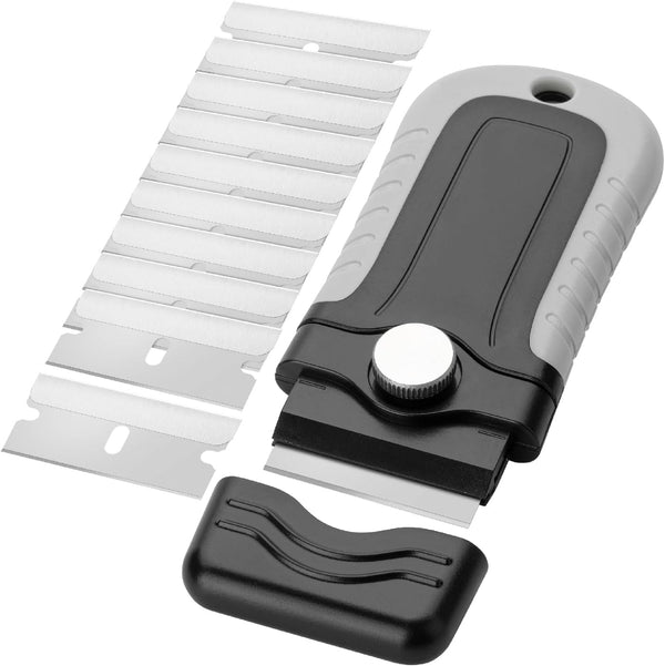 Bates- Razor Blade Scraper, Grey, Locking Razor Scraper Set with 10 Extra