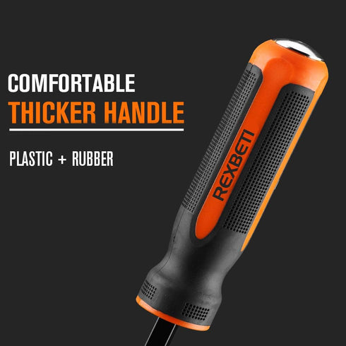 REXBETI 16 Inch Pry Bar Set, Thicker Strike Cap Handle, Black Orange, Comfortable Non-Slip