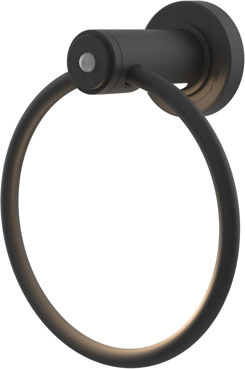 Enbrighten Towel Ring, Motion Sensing, Night Light, Battery Operated, Hand Towel Holder/Hanger for Bathroom, Kitchen, Matte Black, 79181 by Enbrighten