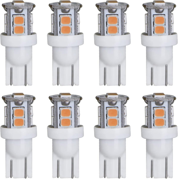 LED Landscape Light Bulbs 1W 12V Yellow White 2200K, 7W Low Voltage Wedge Base T5 Malibu Bulbs, 8 Pack