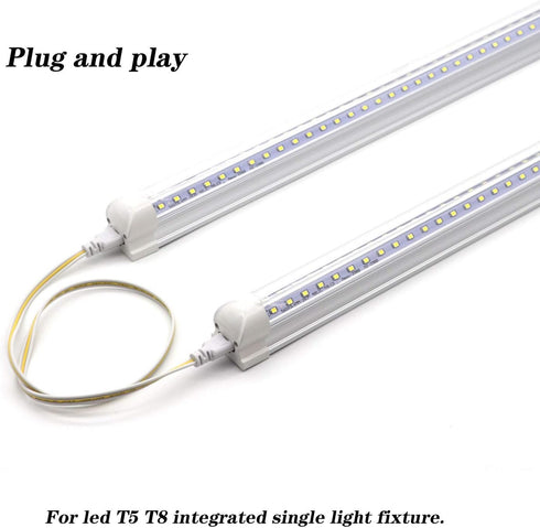 T5 T8 Extension Cords, 2ft 3-Prong Connector Cord for LED Tube Light, Pack of 2