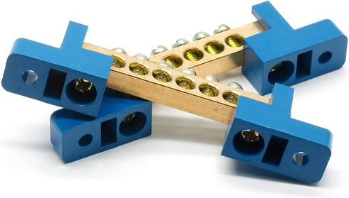 10Pcs Ground Bus Bar Terminal Block, Brass Electrical Grounding Bars Block