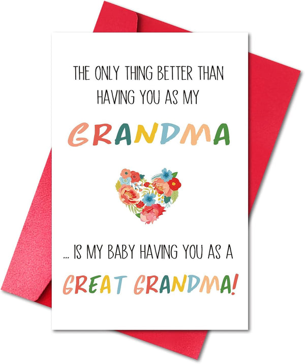 LYMEQING Funny Pregnancy Card for Grandma, Baby Born Announcement Card from Grandson