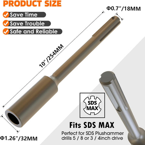 Ground Rod Driver for Hammer Drill, SDS Max Adapter for Rotary Hammer Drill