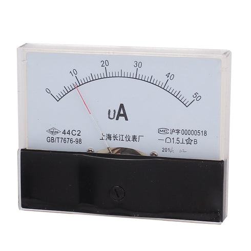 uxcell Analog Current Panel Meter Ammeter DC 0-50uA 44C2 for Circuit Testing Charging Battery Gauge Pack of 1