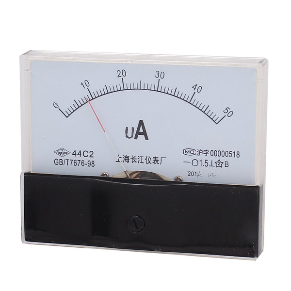 uxcell Analog Current Panel Meter Ammeter DC 0-50uA 44C2 for Circuit Testing Charging Battery Gauge Pack of 1