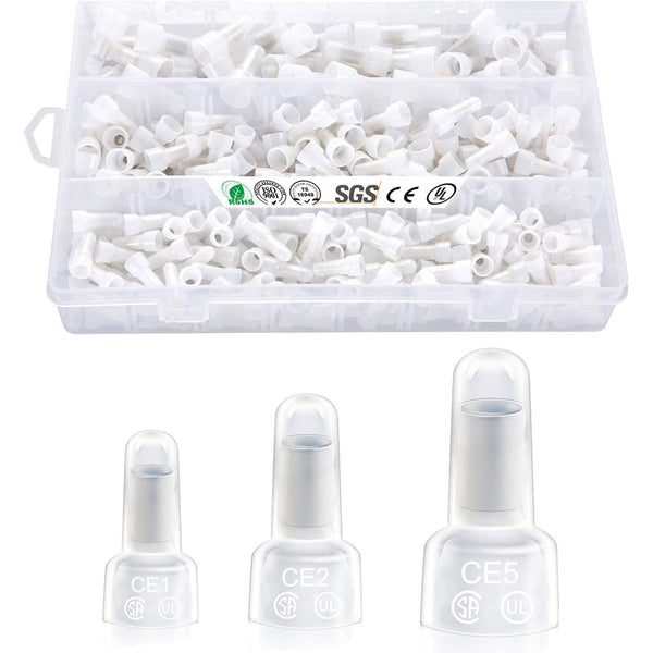 Chanzon UL Listed Closed End Crimp Connector Kit, 22-10 AWG Gauge Pure Copper CE1+CE2+CE5 Nylon Cap Insulated