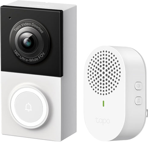 Tapo 2K Wired Smart Video Doorbell - 180 Ultra-Wide Field of View, Person/Vehicle/Package
