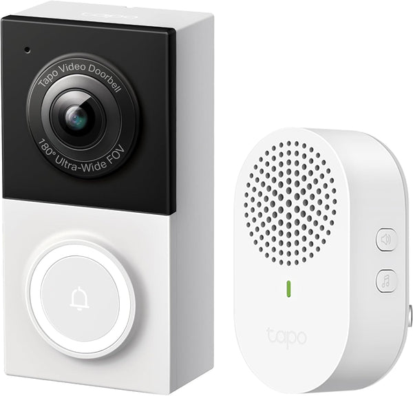 Tapo 2K Wired Smart Video Doorbell - 180 Ultra-Wide Field of View, Person/Vehicle/Package