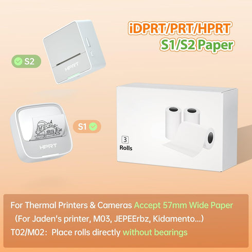 S1 S2 M02 T02 (57x29mm, 3.5m/Roll) iDPRT Mini Thermal Sticker Paper - for Most Instant Cameras and Label Printer
