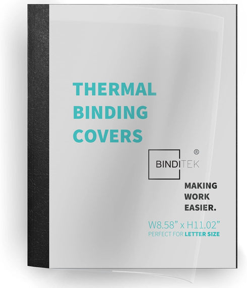 Binditek 10 Pack Thermal Binding Presentation Covers, 1/8 Inch Spine, Holds 30 Sheets, Ultra Clear Front Cover, Black