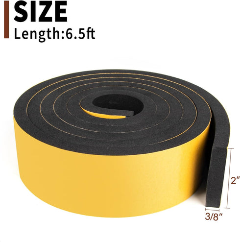 Yotache Self Sticking Foam Insulation Tape 2" W X 3/8" T, Weather Strip Seal for RV, Air Conditioner Window,