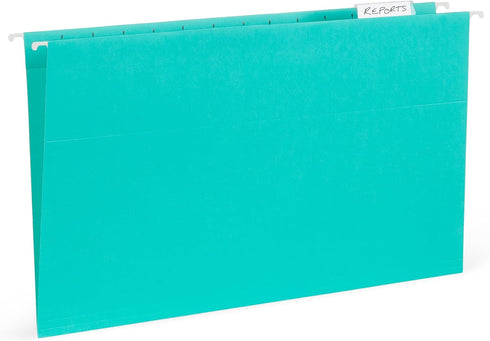Blue Summit Legal Hanging File Folders, Assorted Gem Tones, 25 Hanging Files for Organization, 25 per Box