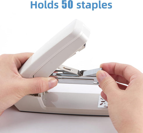 Deli/EZWORK Swing-Arm Swivel Stapler, 25 Sheets Capacity, 360 Degree Rotate Desk Stapler with 1000 Staples