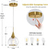 6 Inch Pendant Light Fixtures Kitchen: Brushed Gold Farmhouse Island Light with Clear Glass - Mid Century Globe Kitchen