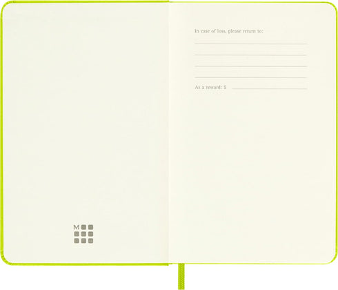 Moleskine Classic Notebook, Hard Cover, Pocket (3.5" x 5.5"), Plain/Blank, Lemon Green, 192 Pages