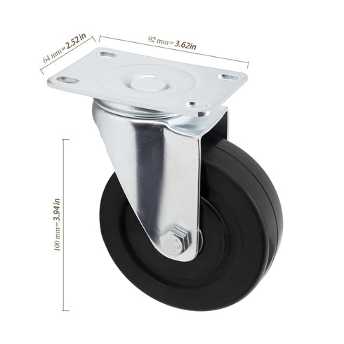4 Inch Set 4, 2200lbs, 2 2 Caster Wheels of Industrial Top Plate Swivel Casters Load Locking Swivel Rolling Wheel