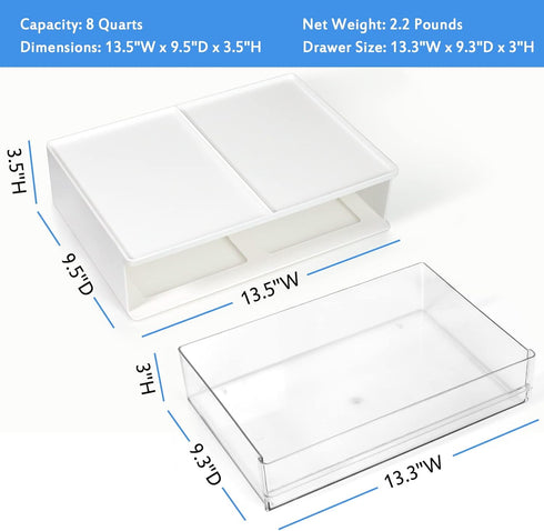 Printer Paper Holder Desk Organizer with Drawer - Stackable Desktop Storage Drawers, Pearl White (1 PCS)