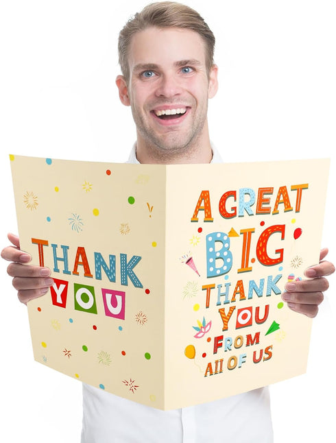 Gosknor 15.75x10.63in Large Thank You Card, Big Thank You Jumbo Giant Greeting Card Farewell with Envelope Retirement