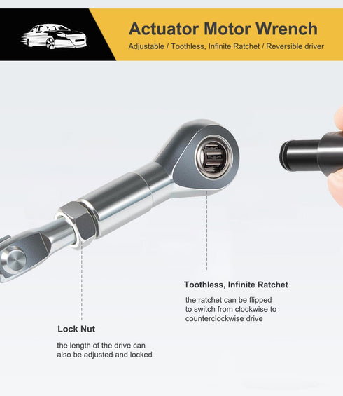 Yoursme 64180 Actuator Motor Tool Set, Includes 5.5mm 7mm 8mm Socket and 1/4" Square Drive Adapter, 5 pc