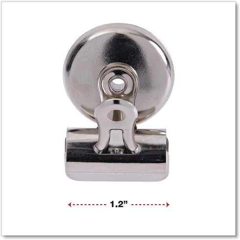 Universal Bulldog Magnetic Clips, 31260, Metal, Nickel-Plated, 18/PK, 1 1/4-Inch Wide, 7/16-Inch Capacity