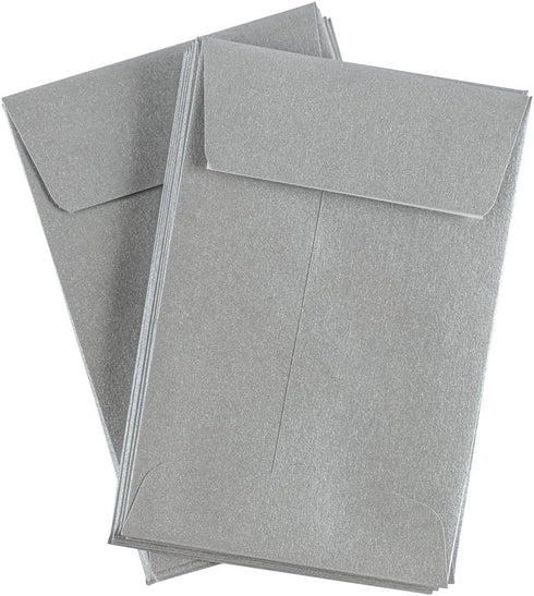 LUXPaper #4 Coin Envelopes | 3'' x 4 1/2'' | Silver Metallic | 80lb. Text | 50 Quantity