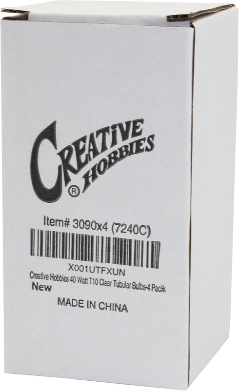 3090 (Pack 4) 40T10/CL 40 T10 120V (E26) Bulbs Creative Hobbies of - Watt Clear Tubular - - Medium Base - Incandescent