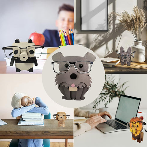 Witank animal glasses holder for nightstand Wooden Animal Eyeglass Stand eyeglasses holder stand funny cute glasses
