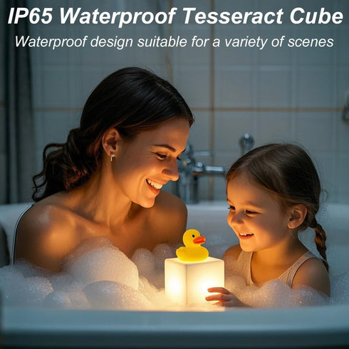 KEROVI 4-inch Dimmable 16 4 8 Dimming LED Cube Night Light for Kid, RGB Color Lighting Effect & Level Tesseract Cosmic