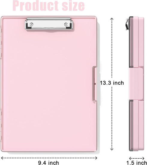Hongri 8.5 x 11 Clipboard with Storage, Folder Nursing Clipboards Side Opening, Heavy Duty Clipboard with Dual Compartment Storage Box, Smooth Writing for Work, Office & School Supplies(Pink) by Hongri