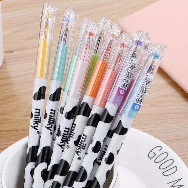 sencoo 12 Pack Colorful Cute Diamond Gel Pens, Candy Color Milky Cow Pens Set for Writing Kawaii Stationery