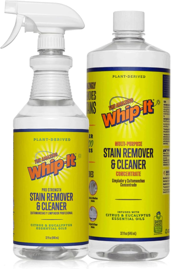 Whip-It All Natural Enzyme Cleaner Stain Fighting Kit, Professional Strength Stain Remover Spray