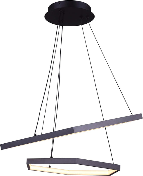 Canarm Ltd 24-Inch Dimmable Canarm Capri LED Chandelier, Matte Black Finish with Integrated LED, Adjustable Height