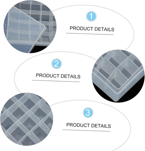 Mobestech Plastic Storage Box, 5.59X5.59X1.97 inches, Portable Sample Vial Case for Labs Storage
