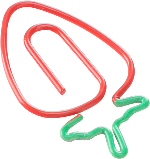 Strawberry Paper Clips, 20pcs Colorful Fruit Shaped Cute Paper Clips for Document Organizing, Coated Paper Clips Office