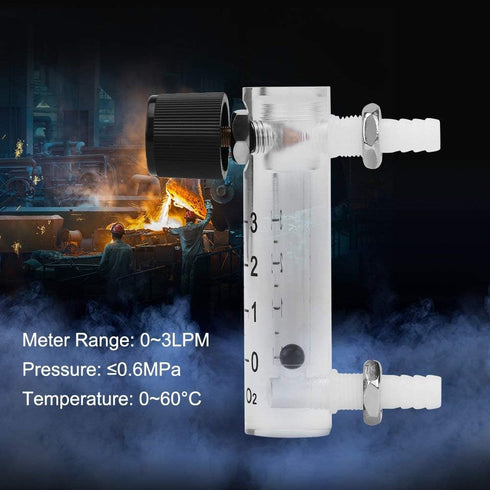 Hilitand Gas Flowmeter, 0-3LPM Meter with Control Valve for Oxygen Air Gas