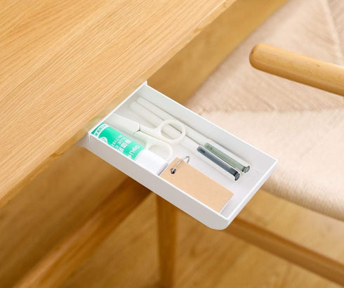 MAOYE Drawer Pencil Tray, Self-Adhesive Pop-Up Hidden Organizer, Paste Drawer-Type Storage Pen Box (White)