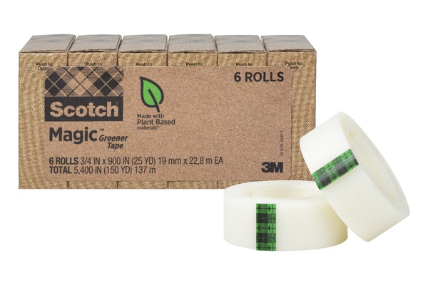 Scotch Magic Greener Tape, 6 Rolls, Invisible, 3/4 x 900 Inches, Boxed